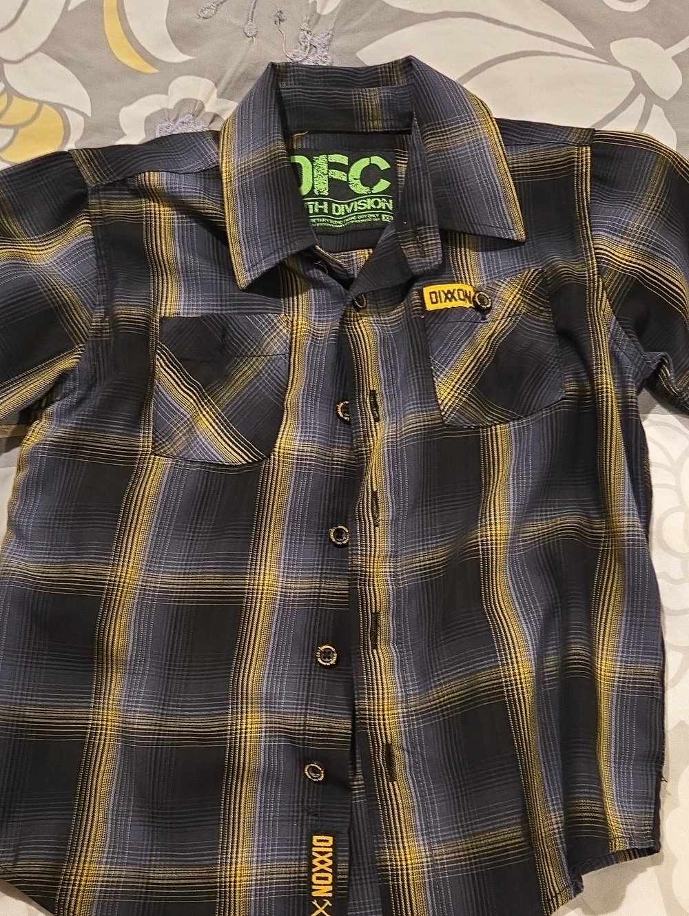 DIXXON Black and Yellow Plaid Short-Sleeve Button-Up Shirt